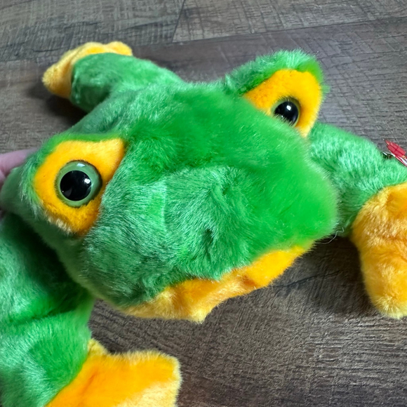Ty Smoochy Green Yellow Frog Stuffed Animal large - Picture 8 of 10